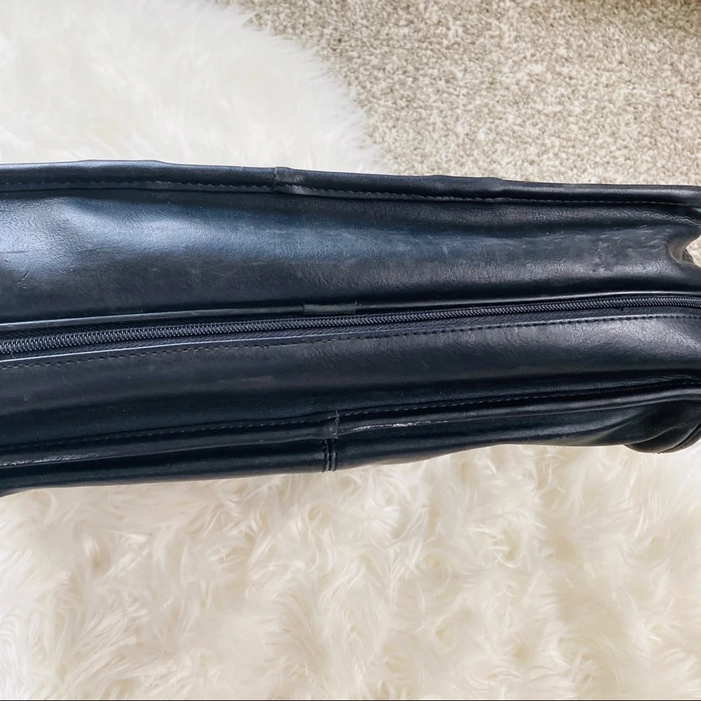 Vintage Perry Ellis Genuine Leather Briefcase Black Laptop Bag